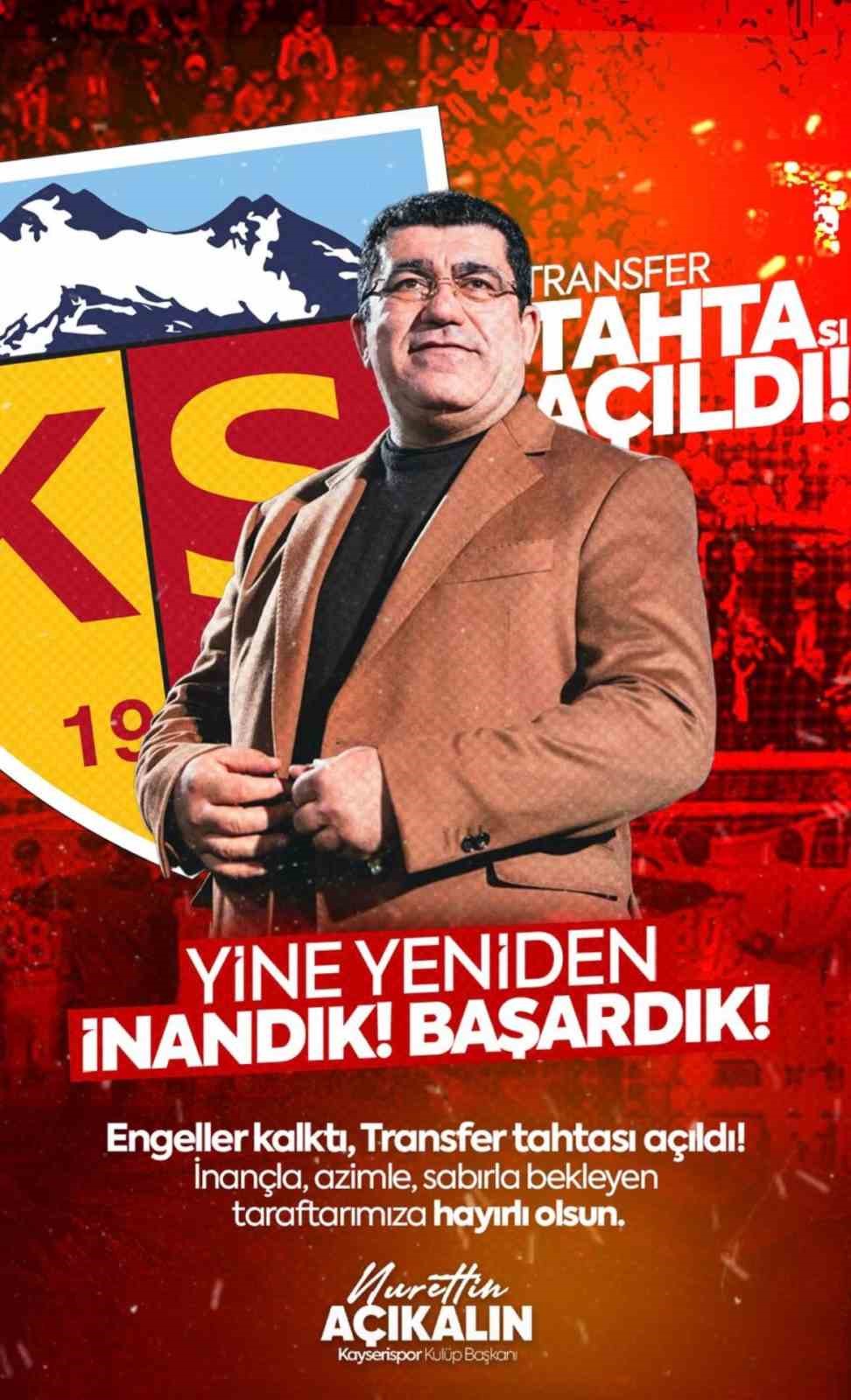 Kayserispor’un transfer tahtası açıldı

