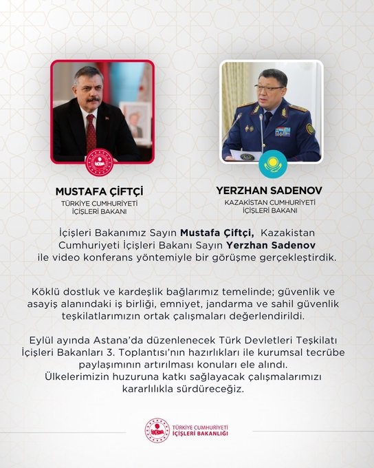 Bakan Çiftçi, Kazakistanlı mevkidaşı ile video konferansla görüştü
