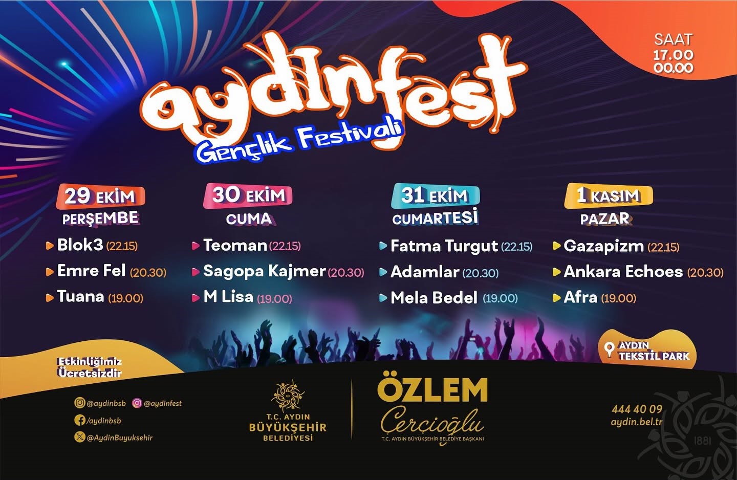 Aydınfest 29 Ekim Perşembe günü başlıyor
